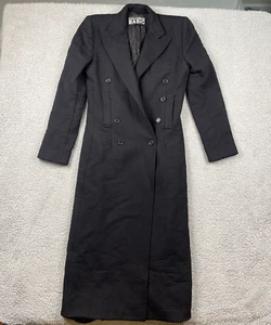 VTG Dolce & Gabbana BASIC Coat Women 42 Black Double-Breasted Long Wool Overcoat - Picture 1 of 17