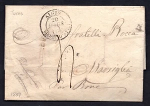 FRANCE ALGERIA DATED 20, MAR. 1837 ON FOLDED LETTER VIA ROME TO MARSEILLE RARE - Picture 1 of 2