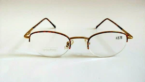 Vintage 90's Small Oval Metal Reading Glasses +2.25 (Gold/Tortuga) - Picture 1 of 4