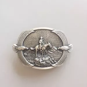 Hebilla de cinturón de vida silvestre de colección chapada en plata para vaqueros occidentales águilas - Imagen 1 de 5