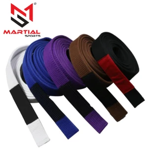 Martial Sports Premium Brazilian Jiu Jitsu Belts Solid & Striped - Free Shipping - Picture 1 of 17