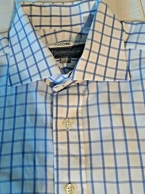 Camisa de vestir Hickey Freeman azul/rosa a cuadros talla Collar abierto británico 15 1/2x33 Foto 1 de 4