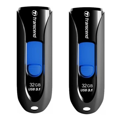 2 Pack Transcend 32GB Jetflash 790 USB 3.0 Flash Drive Memory Stick - Image 1 of 4