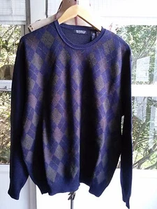 Men's Argyle Sweater - Size L - Segreto - Merino Wool - Picture 1 of 3
