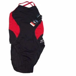 Speedo Damen schwarz rot Crossback Einteiler Badeanzug Größe 6/32 Wettkampf Sport - Bild 1 von 10