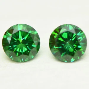 Loose Round Diamonds Matching Pair Enhanced Fancy Green Color 0.41 TCW VS1/2 - Picture 1 of 7
