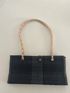 EAST Natural Rattan Bamboo Woven Jute Mini Bag - Picture 1 of 4