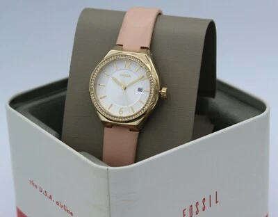 NEW AUTHENTIC FOSSIL MINI EEVIE GOLD PINK LEATHER BQ3804 WOMEN'S WATCH - Image 1 of 4