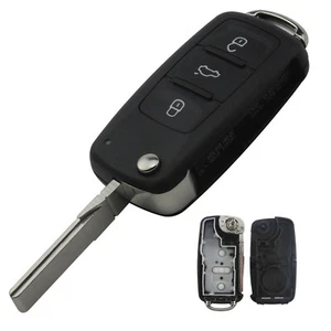 For Volkswagen GTI Golf Jetta Tiguan Beetle 3 Buttons Flip Remote Key Shell Fob - Picture 1 of 5