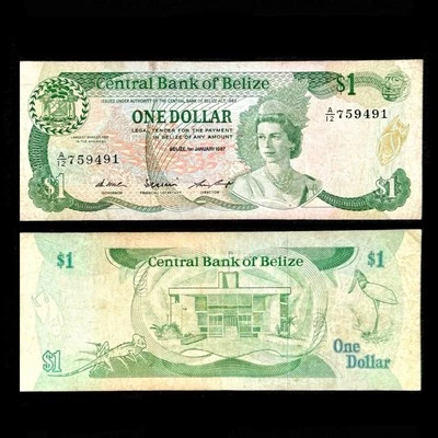 Billete de un dólar 1987 de Belice moneda de la reina Isabel en muy buen estado Foto 1 de 3