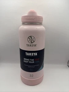 Takeya 32oz Vacuum Insulated Stainless Steel Water Bottle with Straw Lid, Pink - Picture 1 of 4