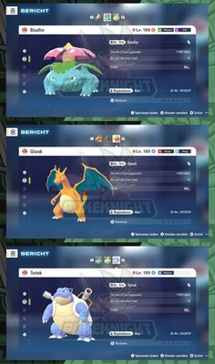 Bisaflor Glurak Turtok Shiny/ non shiny Max. EV 6IV/ DV Pokemon ZA Legenden: Z-A - Bild 1 von 2