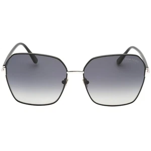 Tom Ford Claudia-02 Smoke Polarized Lens Shiny Black Sunglasses - Picture 1 of 2