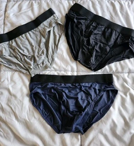 Neu Fullscharm 3er Pack Herren große weiche Stretch Slips klassisch schwarz grau blau - Bild 1 von 13
