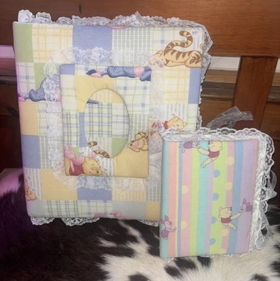 复古小熊维尼手工制作织物花边相册套装大号和小号 — 第 1/4 张图片