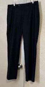 New Ralph Lauren Navy Blue Flannel Wool Dress Slacks Pants 36 X 31 Flat Front - Picture 1 of 2