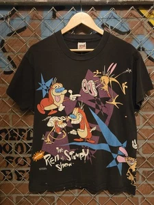 Vintage 1992 The Ren & Stimpy Show Nickelodeon AOP T Shirt - Picture 1 of 6