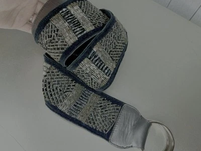 Cinturón de cadera boho glamour cuentas semilla cuero gamuza negro vintage CHICOs grande Foto 1 de 4