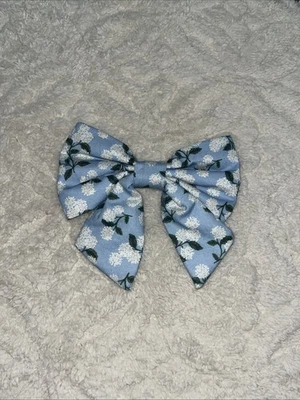 Pajarita THE FOGGY DOG Grande L Dama Azul Blanco Diseño Floral Flores Foto 1 de 4