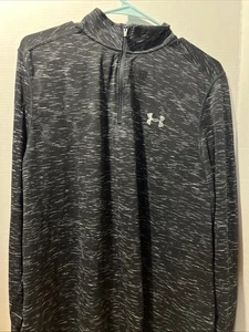 Under Armour Threadborne Fitted ¼ Zip Pullover Men’s XL Black Heat Gear Shirt - Picture 1 of 9