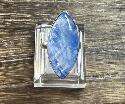 Anillo Marqués Piedra Lunar Azul Plata Esterlina Hecho a Mano Talla 7.25 Foto 1 de 4