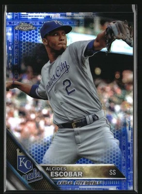 2016 Topps Chrome #117 Alcides Escobar Blue Refractor #/150 - Image 1 of 2