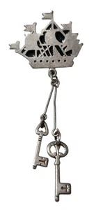 Russian Sterling Ship Pin Key Flag Anchor Nautical Sailor Navy Leningrad 1p20k - Picture 1 of 5