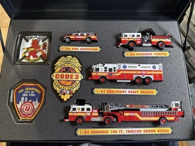 Code 3 1999 FDNY Battalion #44 Fire Truck Set 1/64 Scale Diecast 6 Pc. set Case - Image 1 of 4