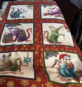 Cat-I-ride Christmas fabric panel Cute& Colorful (24’wideX43’long) - Picture 1 of 8
