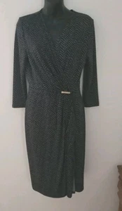 NWOT Charter Club Women's Black& Gray V-neck 3/4 Sleeve Sheath Dress Sz Med - Picture 1 of 12