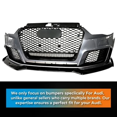 For 2014-2016 Audi A3/S3 8V RS3 Style Front Bumper Kit Quattro Grill Include Lip - Image 1 of 4