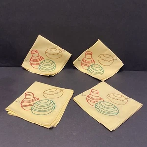 (4) Vintage bestickter Kreuzstich Weihnachtsschmuck Abendessen Servietten 11x11" - Bild 1 von 5