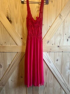 Victoria’s Secret Maxi-Schlupfkleid 90’s Vintage S rot Spitze Small atemberaubend - Bild 1 von 13
