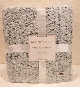 Alpine Valley Cozy Sherpa Throw Grey Soft Fuzzy 50 X 60” BRAND NEW - Picture 1 of 5