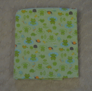 Babies R Us Turtle Frog Snail Baby Receiving Blanket Green Orange Leaf Flannel