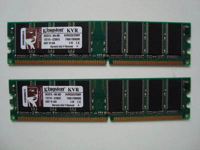 2 Kingston KVR333/256R 256MB DDR Desktop RAM, 512MB Total - Image 1 of 2