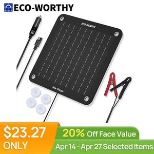 ECO-WORTHY 10W Watt 12V Mono Solar Panel Trickle Charger Kit Waterproof Car Boat - Picture 1 of 8