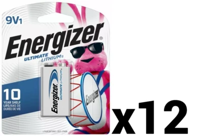 12 TWELVE ENERGIZER ULTIMATE LITHIUM 9V L522 L522BP RETAIL PACK NEW EXP 12-2034 - Image 1 of 2