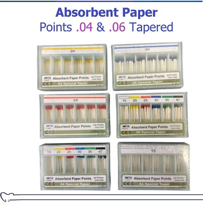 ENDO Absorbent Paper Points Taper .04 or .06, All Sizes #15 20 25 35 40 45 50 55 - Image 1 of 3