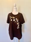 Country Store Women's T-Shirt Brown Floral w/ Butterflies Size XL NWOT