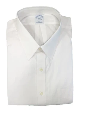 Brooks Brothers Regular Sin Planchar Todo Algodón 17-34/35 Cuello Punta Adelante Blanco Foto 1 de 4