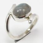 Blue Fire Real LABRADORITE Gemstone Awesome 925 Stamp Silver Ring Size 3 Jewelry