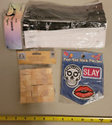 Lot Of Craft Supplies: 6 Zippers, 3 Peel & Stick Patches, & 36 Craftwood Cubes