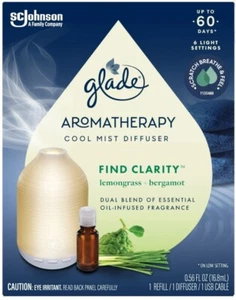 2 Pack Glade Aromatherapy Cool Mist Diffuser Lemongrass Bergamot 60 Day - Picture 1 of 3