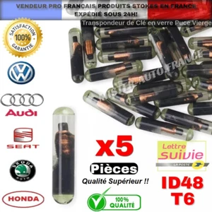 Transpondeur Puce De Clé Verre Vierge ID48 T6 Volkswagen Audi Skoda Seat Honda + - Imagen 1 de 9