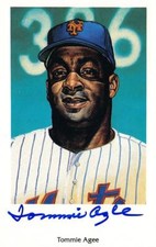 Tommie Agee autographed postcard 1969 New York Mets Ron Lewis 1994 #7 3x5