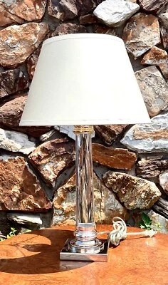 Восстановление оборудования Серебряная пластина кристально прозрачный Lucite круглая колонна w/оригинальный оттенок - Изображение 1 из 4