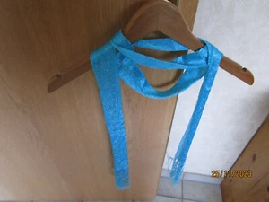 Damenschal, Farbe: Türkis mit Silber durchwirkt mit Fransen, 188x9,5cm, glänzend - Bild 1 von 5