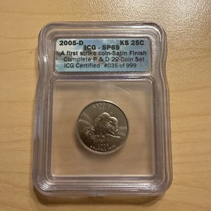 2005 D Kansas State Quarter ICG SP69 Satin Finish - First Strike Coin Satin - Picture 1 of 4
