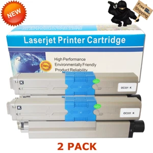 2 PK Black Toner Compatible for OKI Data C332dn C332 MC363dn MC363 46508704 - Picture 1 of 2